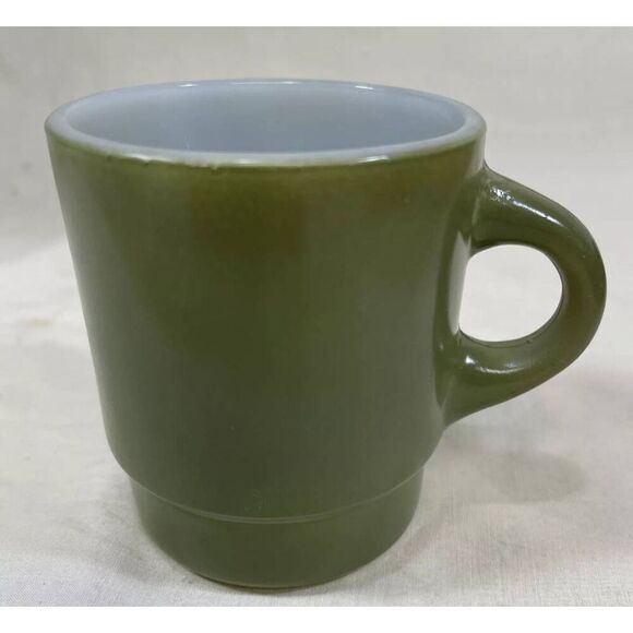 Anchor Hocking Green Fire-King Ware Made in the USA 8 oz. Coffee Tea Cup Mugs Se - Picture 3 of 7